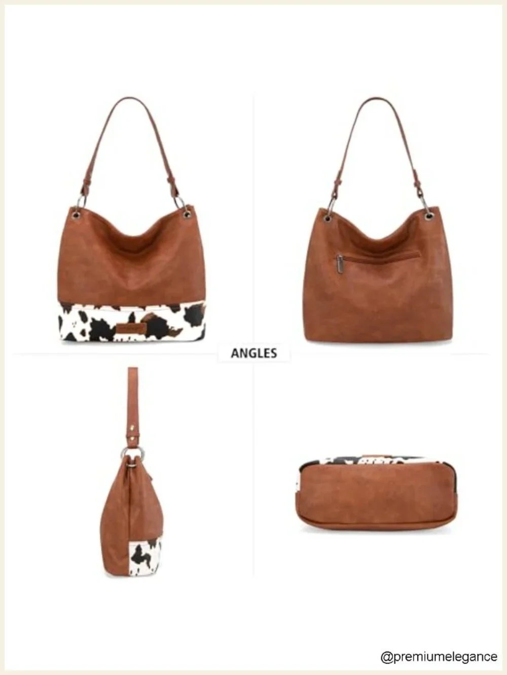 Vegan Leather Hobo Bag with Top Handle, Shoulder Strap, Detachable Crossbody